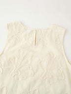 Summer Casual Sleeveless Embroidered Top Set