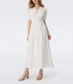 White Embroidered Lace Tea Dress