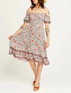 Simple Waist Fitted Rayon Vacation Elastic Dress