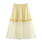 Summer Glass Yarn See Through Wooden Ear Elastic Skirt