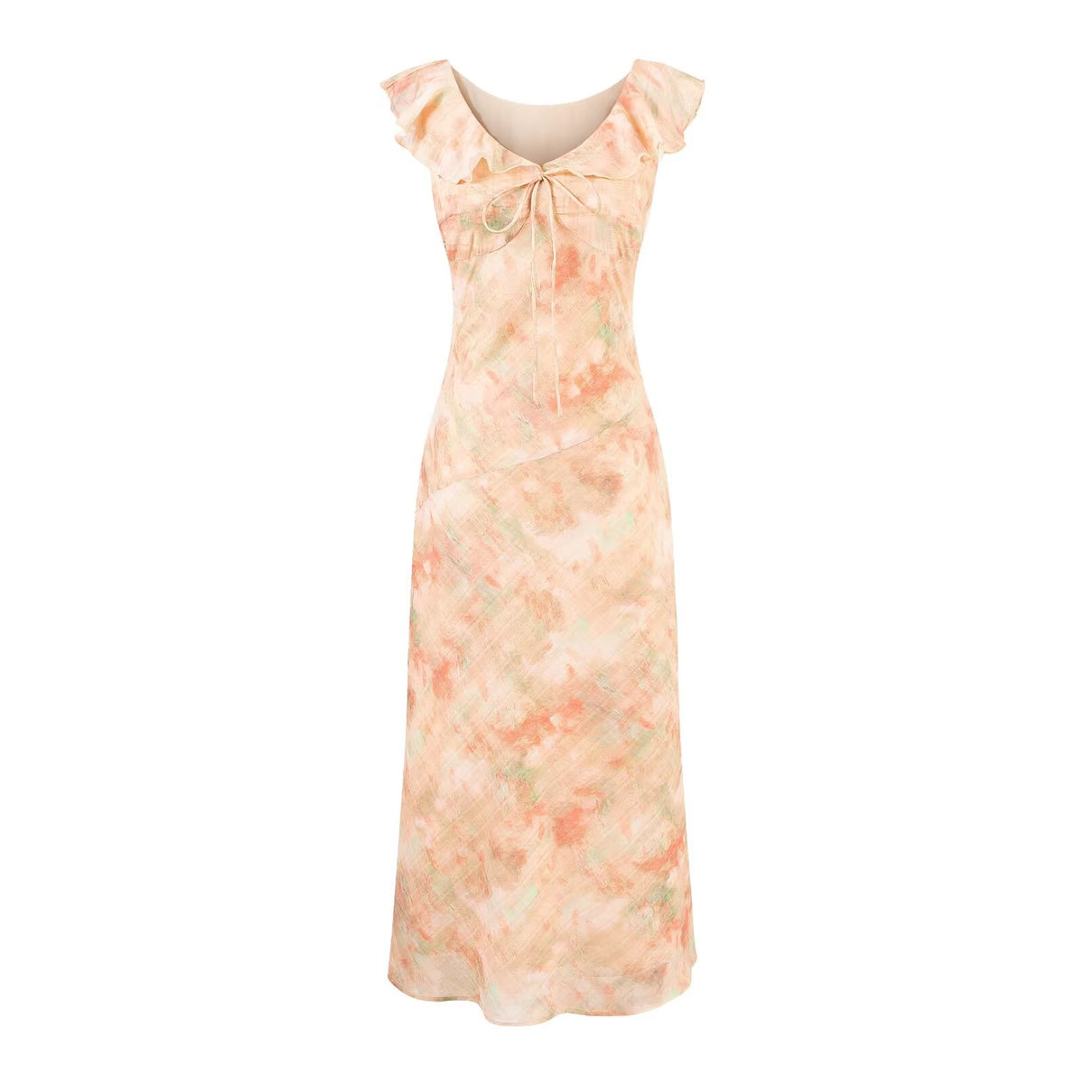 Women's Floral V-Neck Ruffle Maxi Dress