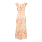 Women's Floral V-Neck Ruffle Maxi Dress