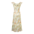 Women's Floral V-Neck Ruffle Maxi Dress
