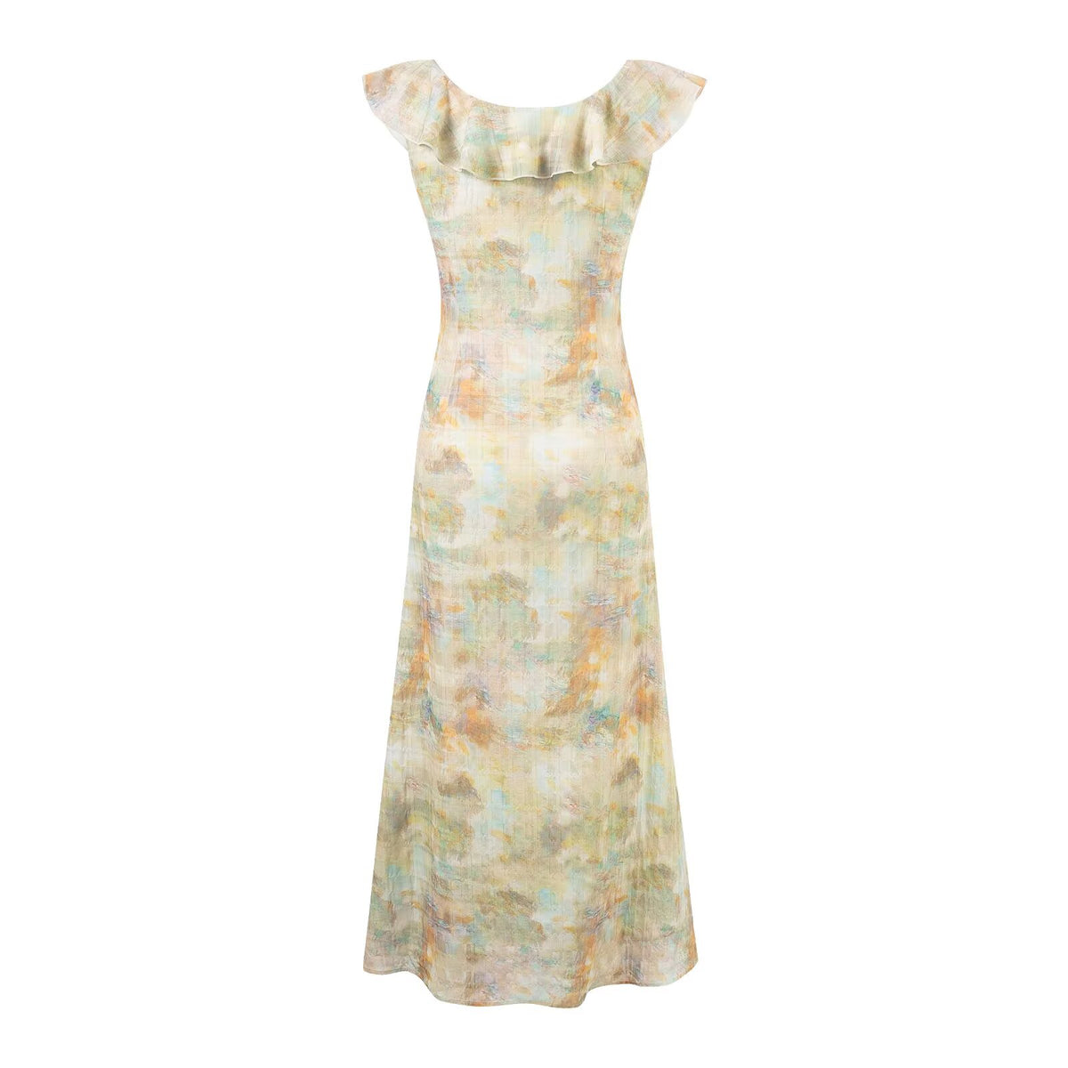 Women's Floral V-Neck Ruffle Maxi Dress