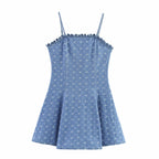 Washed Shoulder Strap Adjustable Washed Denim Shorts Suspender