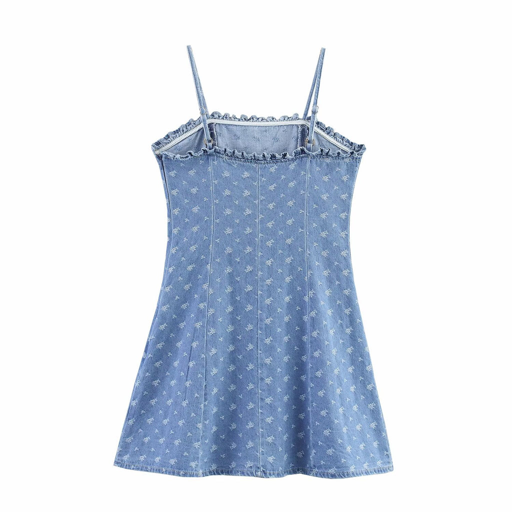 Washed Shoulder Strap Adjustable Washed Denim Shorts Suspender