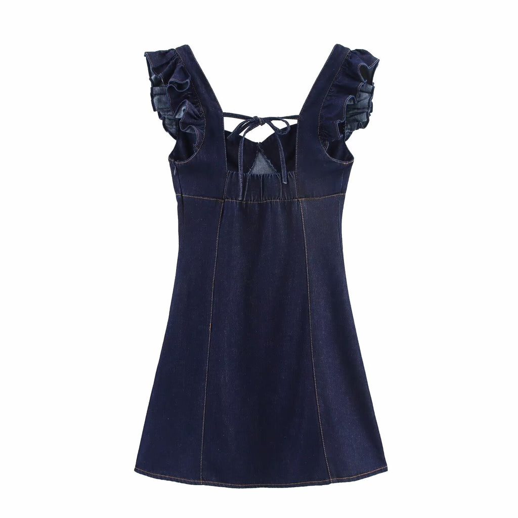 Women's Wash Denim Flying Sleeves Design Vest