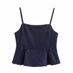 Women's Summer Women Street Bowknot Denim Sling Top