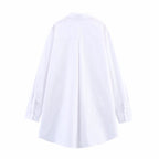 Women's Personality Bandage Decorative Collared Long Sleeve Shirt