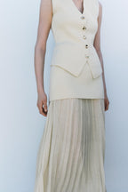 Knit Vest & Pleated Maxi Skirt Set