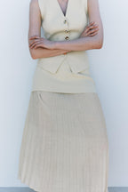 Knit Vest & Pleated Maxi Skirt Set