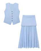Knit Vest & Pleated Maxi Skirt Set