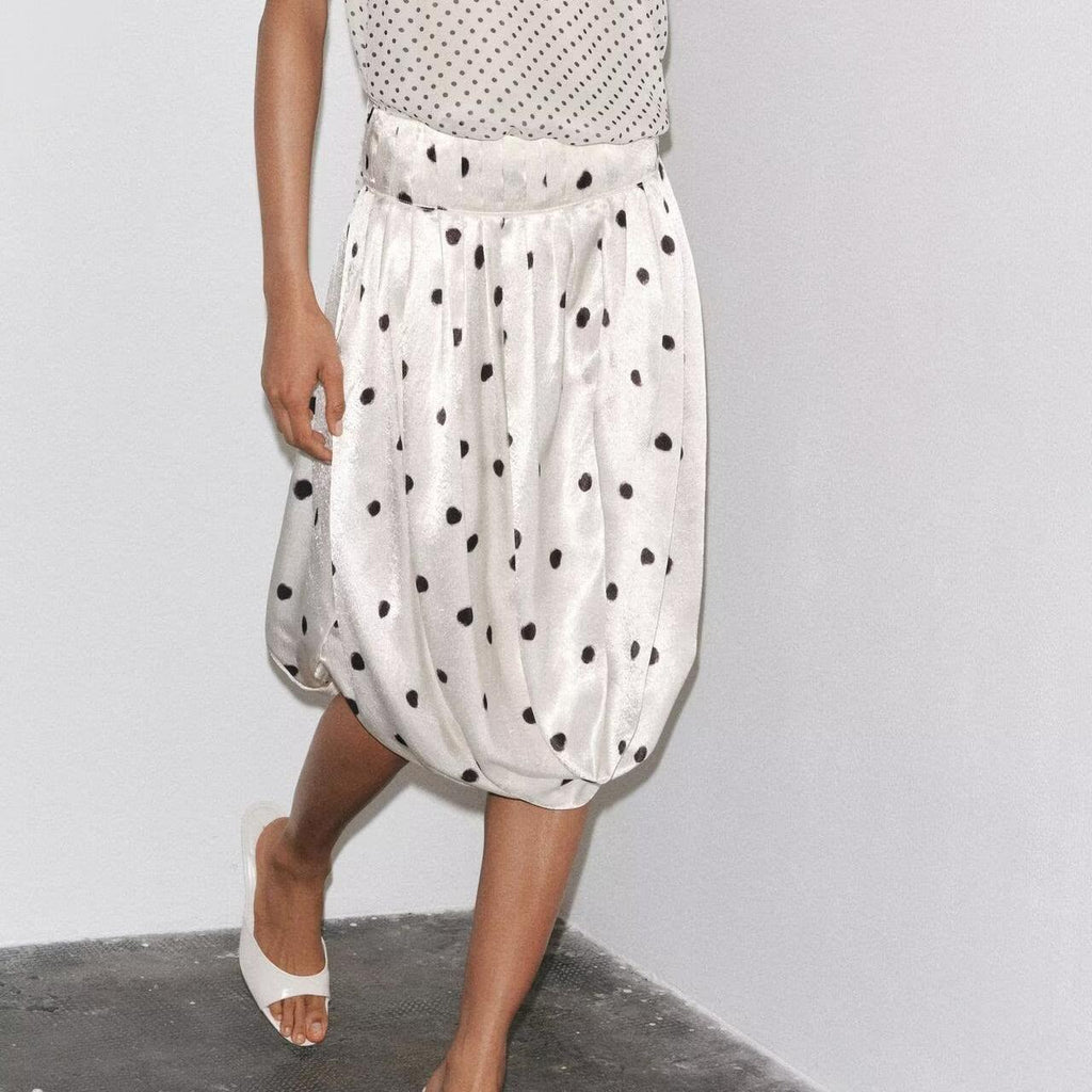 Polka Dot Pleated Midi Dress