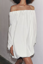 Women's Off-Shoulder Backless Ruched Long-Sleeve Mini Dress