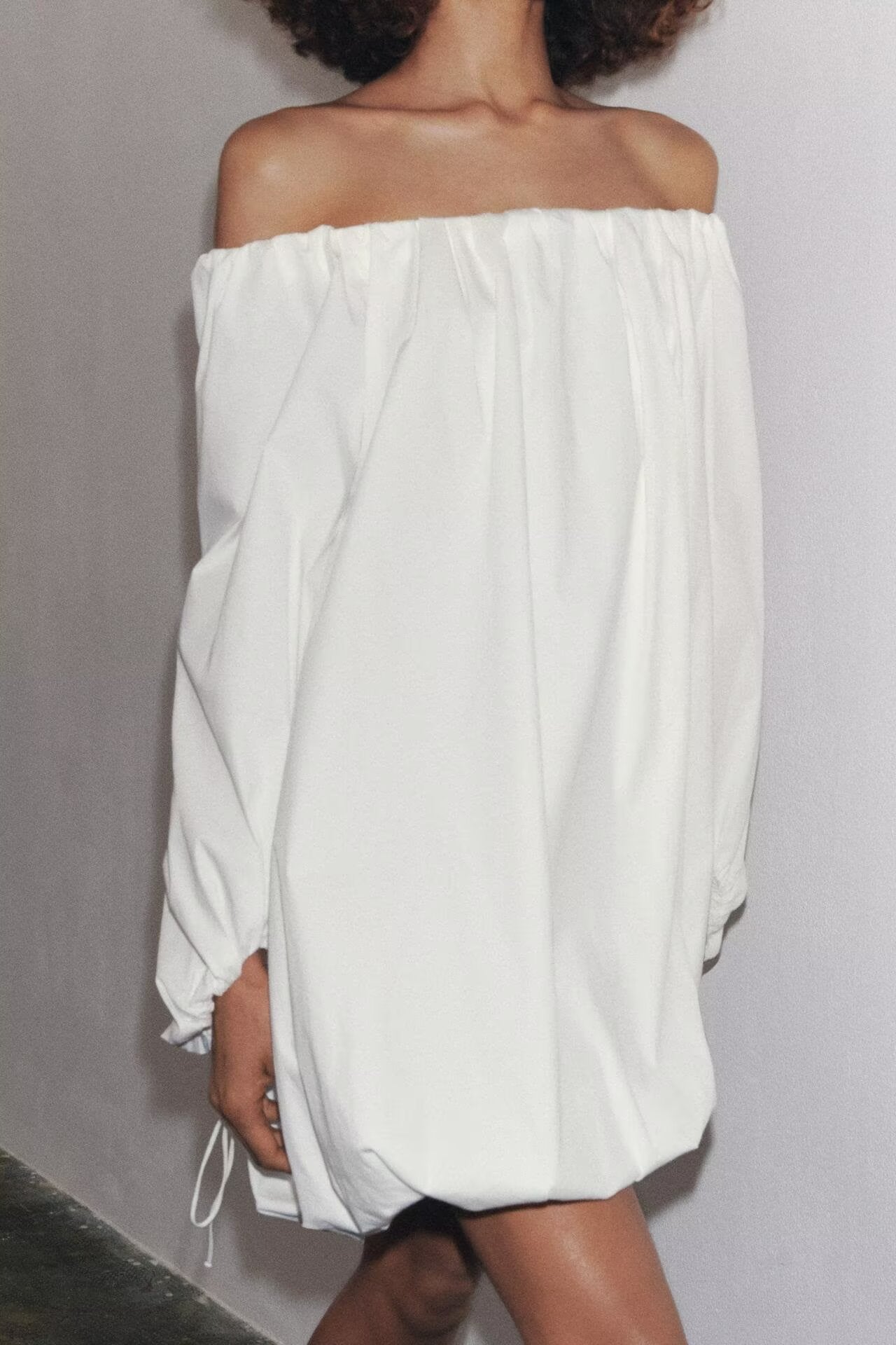 Women's Off-Shoulder Backless Ruched Long-Sleeve Mini Dress