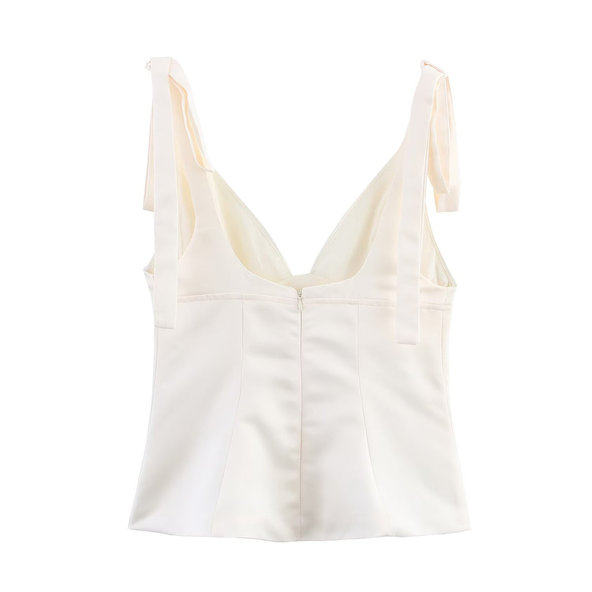 's Pullover V Neck Bowknot Decoration Silk Satin Textured Top