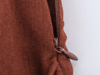 Women Linen Blended Gold Inlaid Midi Dress