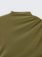 Women's Asymmetric Ruched Split Mock Neck Top