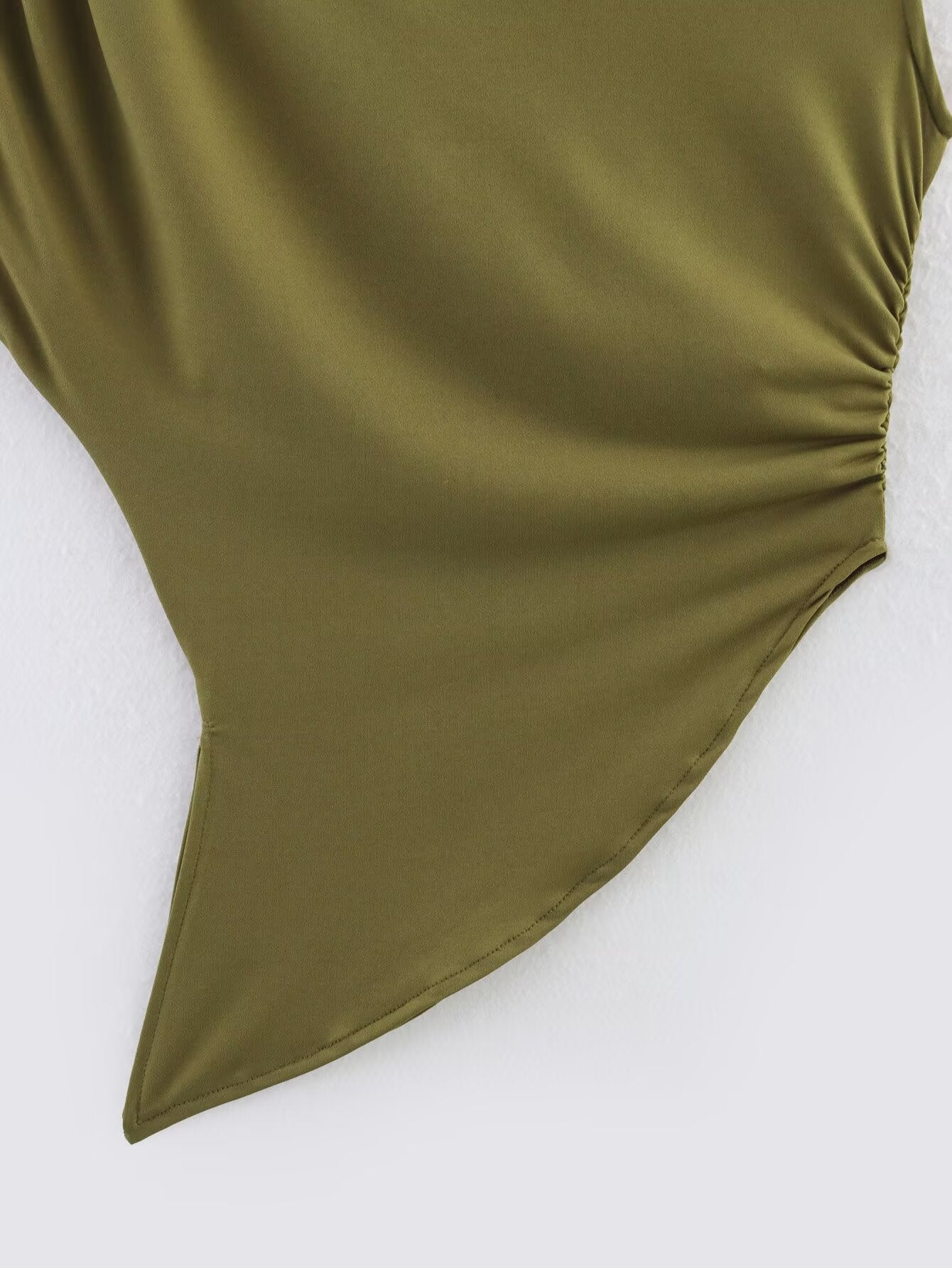 Women's Asymmetric Ruched Split Mock Neck Top