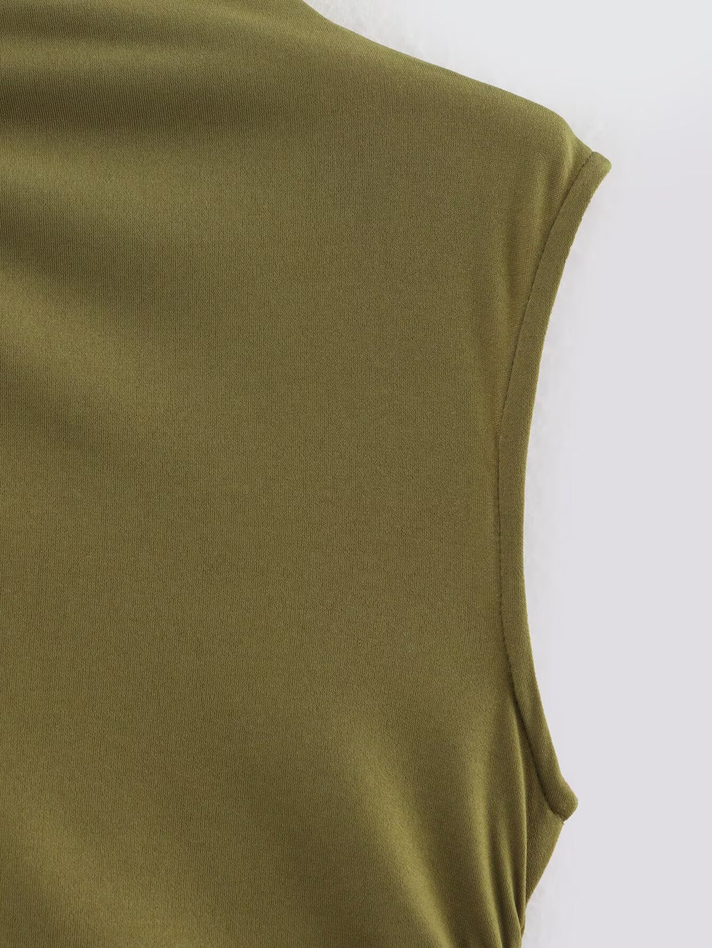 Women's Asymmetric Ruched Split Mock Neck Top