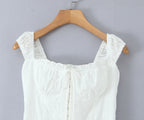 Women's Embroidered Floral Cotton Square-Neck Dress