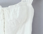 Women's Embroidered Floral Cotton Square-Neck Dress