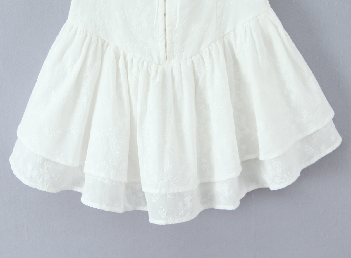 Women's Embroidered Floral Cotton Square-Neck Dress