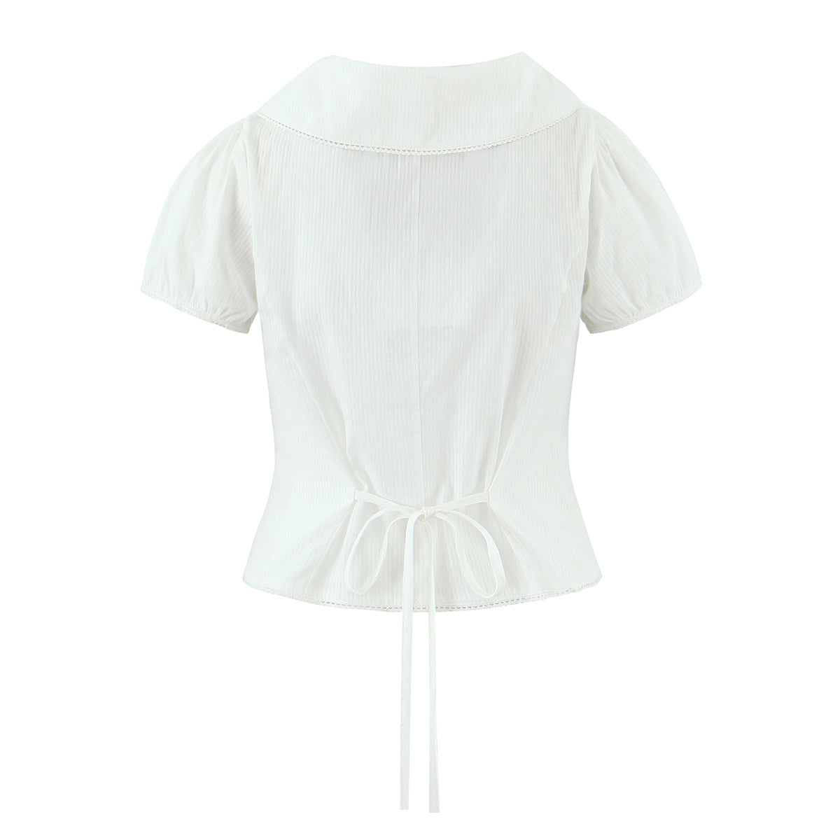 Women's French Sweet White Doll Collar Shirt Short Sleeve Women Puff Sleeve Top Design White Top
