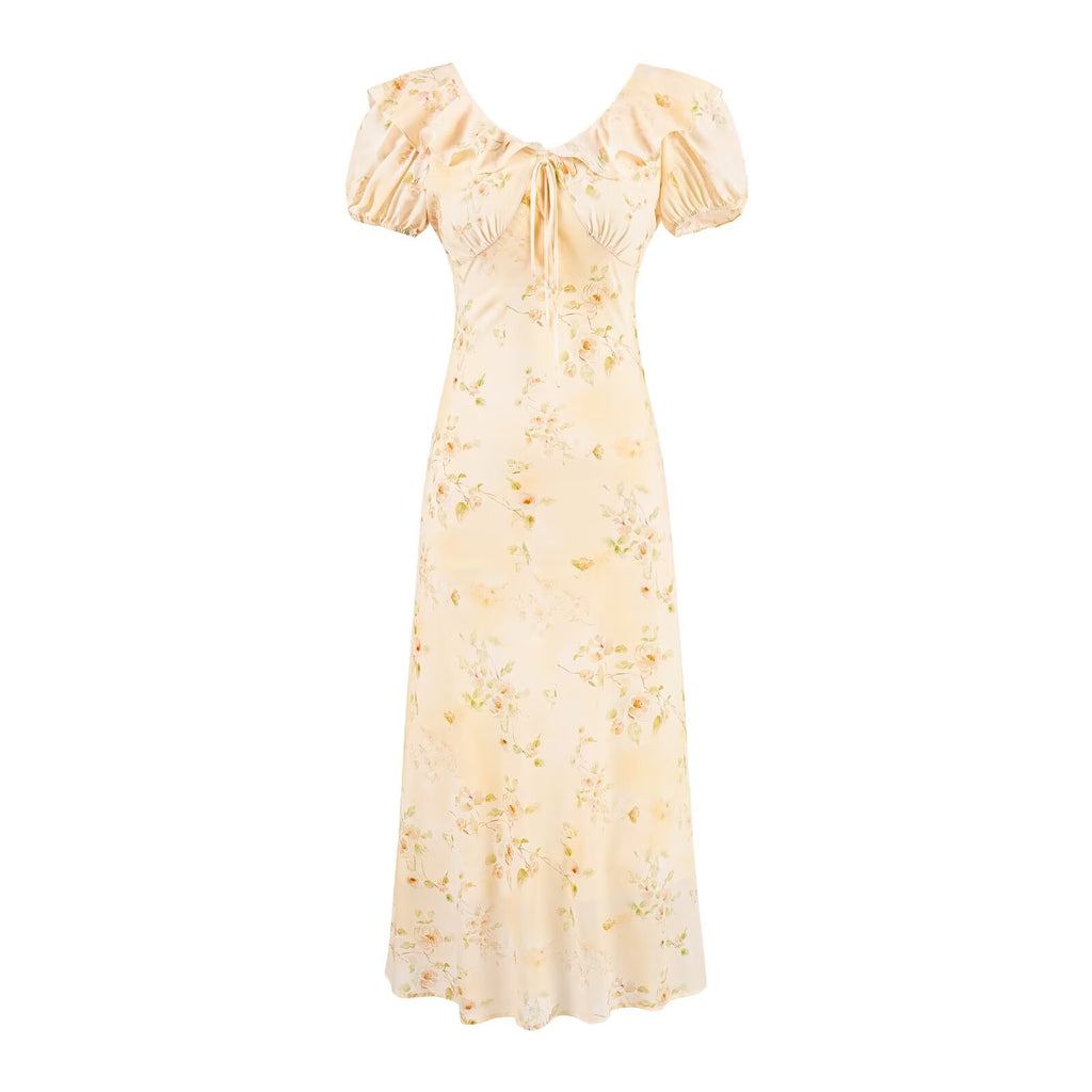 Women's Floral Ruched Bodycon Midi Dress