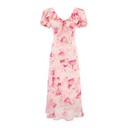 Women's Floral Ruched Bodycon Midi Dress