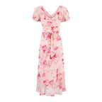 Women's Floral Ruched Bodycon Midi Dress