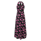 Women's Floral Backless Halter Midi Dress