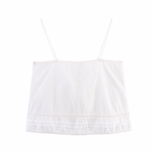 Autumn Women Clothing Small Lace Hollow Out Cutout out Embroidery Short Small Sling