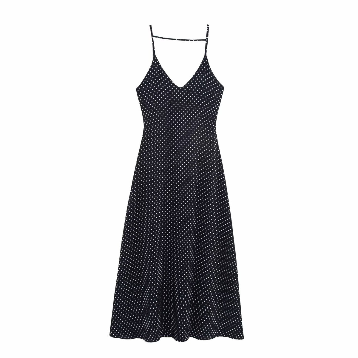 Summer Polka Dot Sleeveless V-Neck Strap Maxi Dress