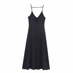 Summer Polka Dot Sleeveless V-Neck Strap Maxi Dress