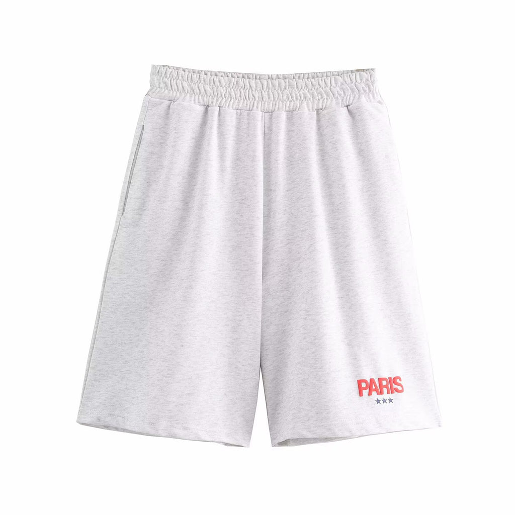Autumn Convex Printed Sweater Casual Shorts