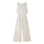 Women's V-Neck Sleeveless Office Jumpsuit