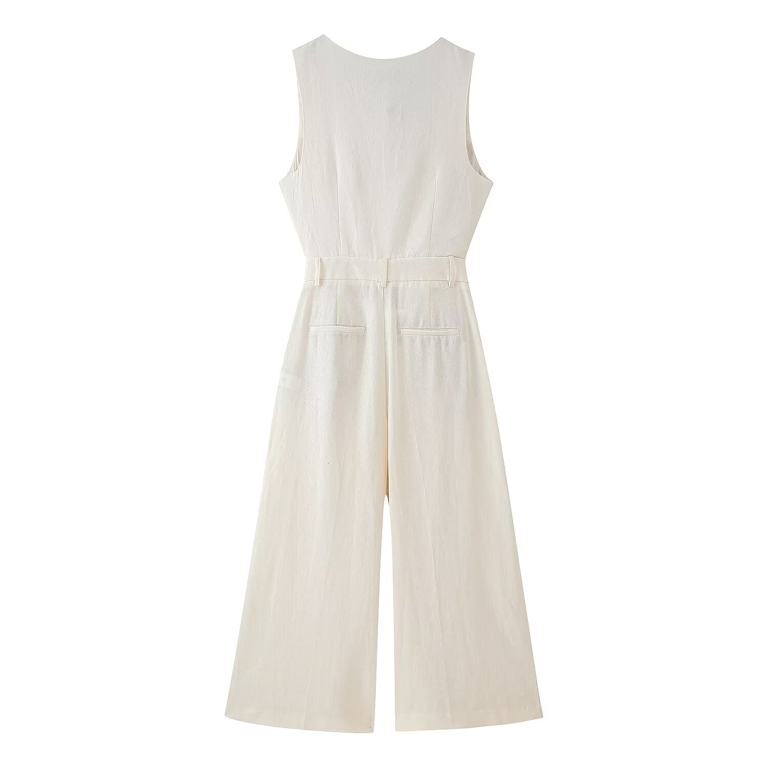 Women's V-Neck Sleeveless Office Jumpsuit