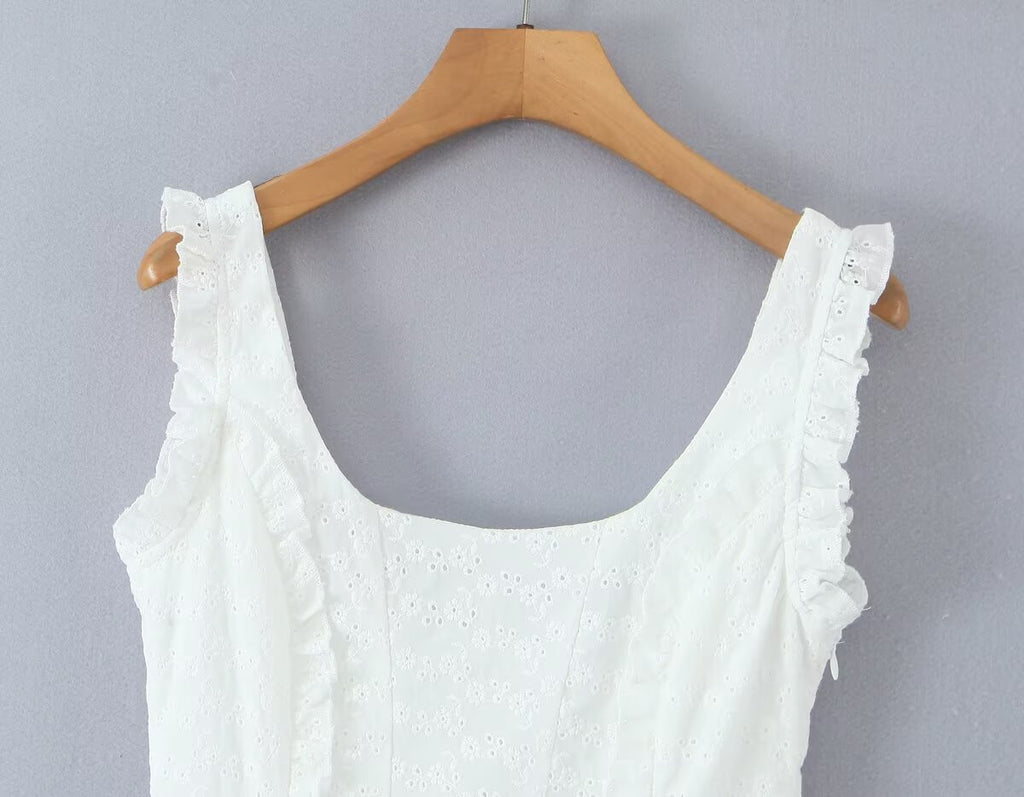 Lace-Design Ruffled Mini Dress
