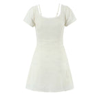 Women's Lace Bow Puff Sleeve Bodycon Dress