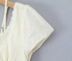 Women's Lace Bow Puff Sleeve Bodycon Dress