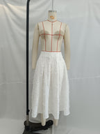 Women's Summer Tops Tassel Line Shirt and Skirt Two-Piece Set
