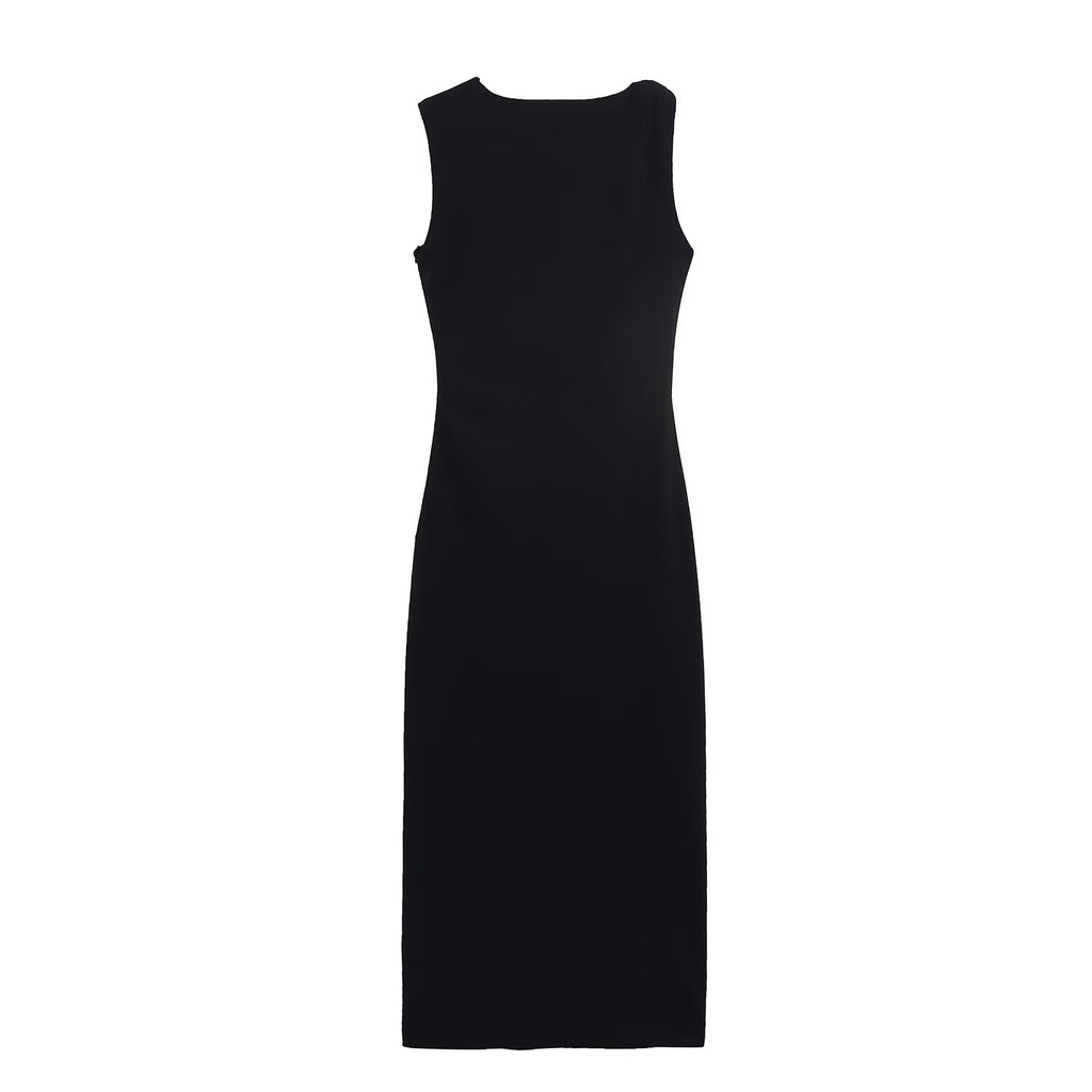 3D Detail Ruched Sleeveless Bodycon Maxi Dress