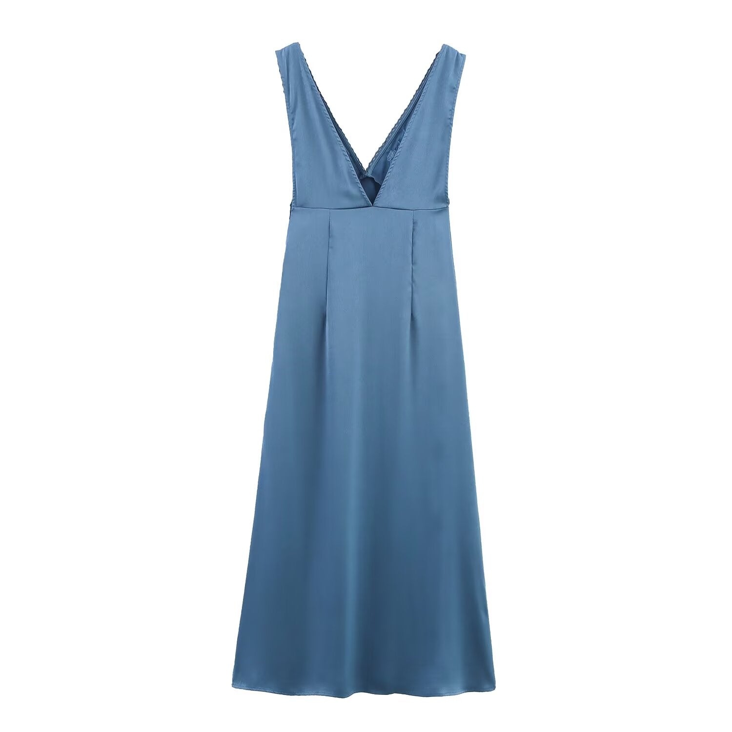 Embroidered V-Neck Sleeveless Midi Dress