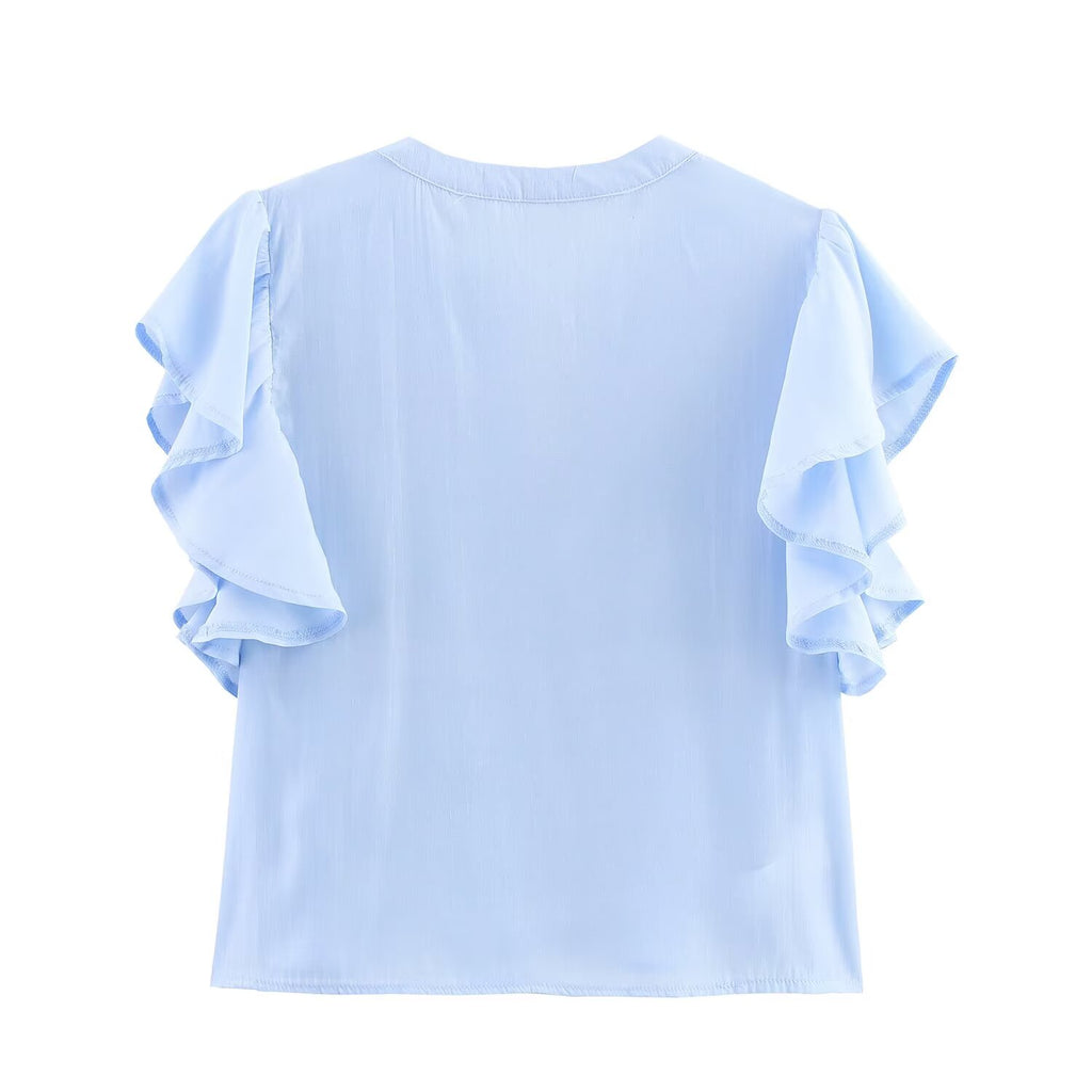 Women's Laminated Decoration Short Sleeve Shirt