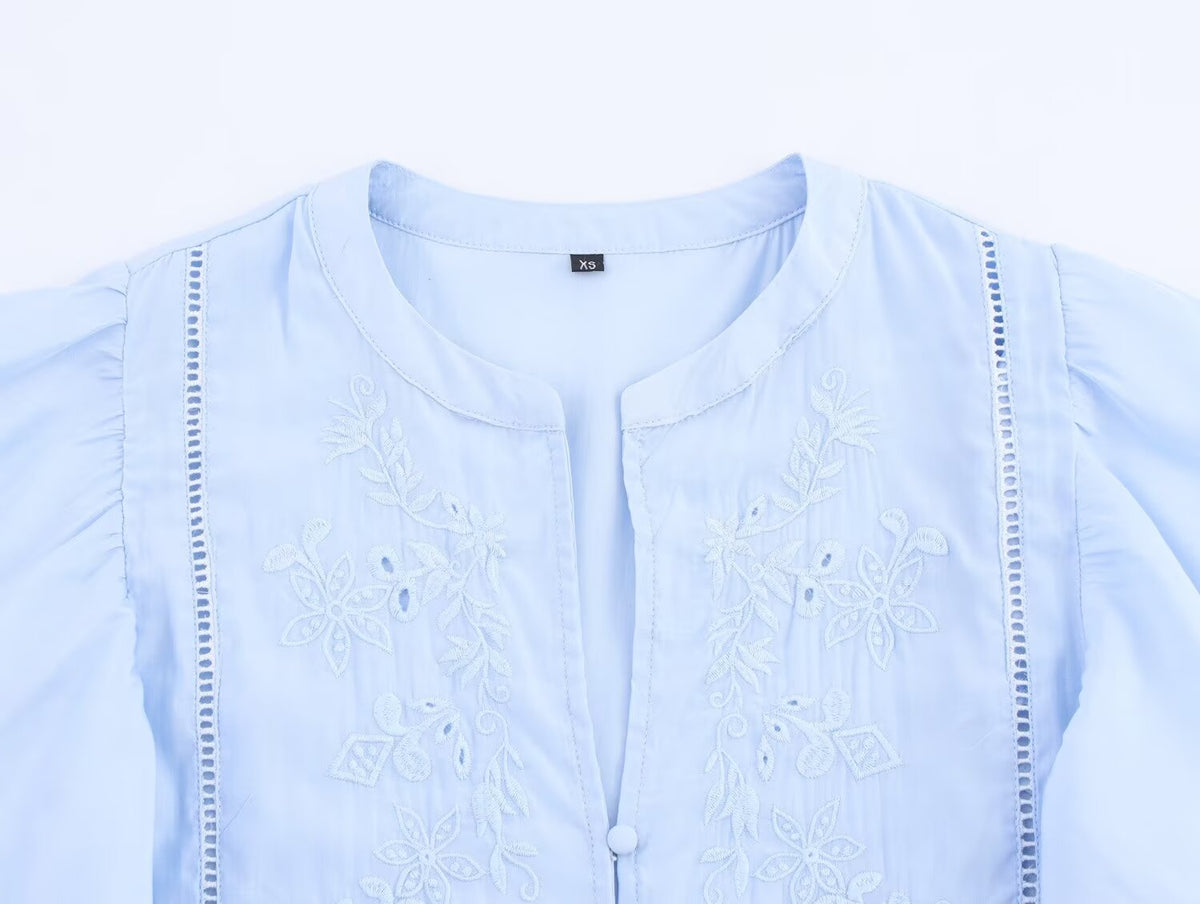 Women's Laminated Decoration Short Sleeve Shirt