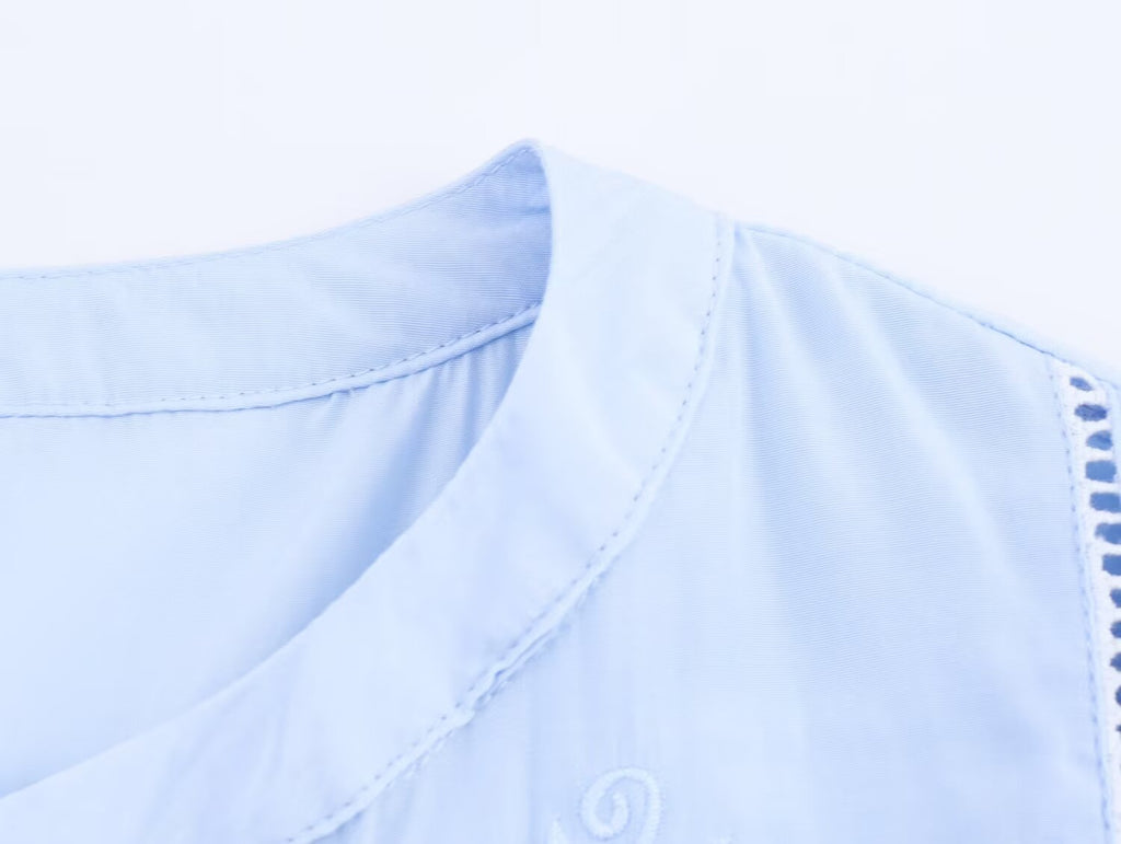 Women's Laminated Decoration Short Sleeve Shirt