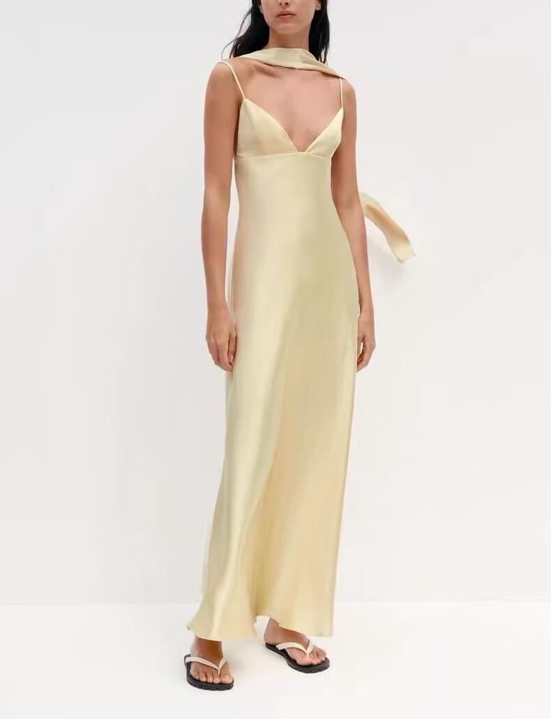 Women's Thin Scarf Silk Satin Texture Dress