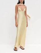Women's Thin Scarf Silk Satin Texture Dress