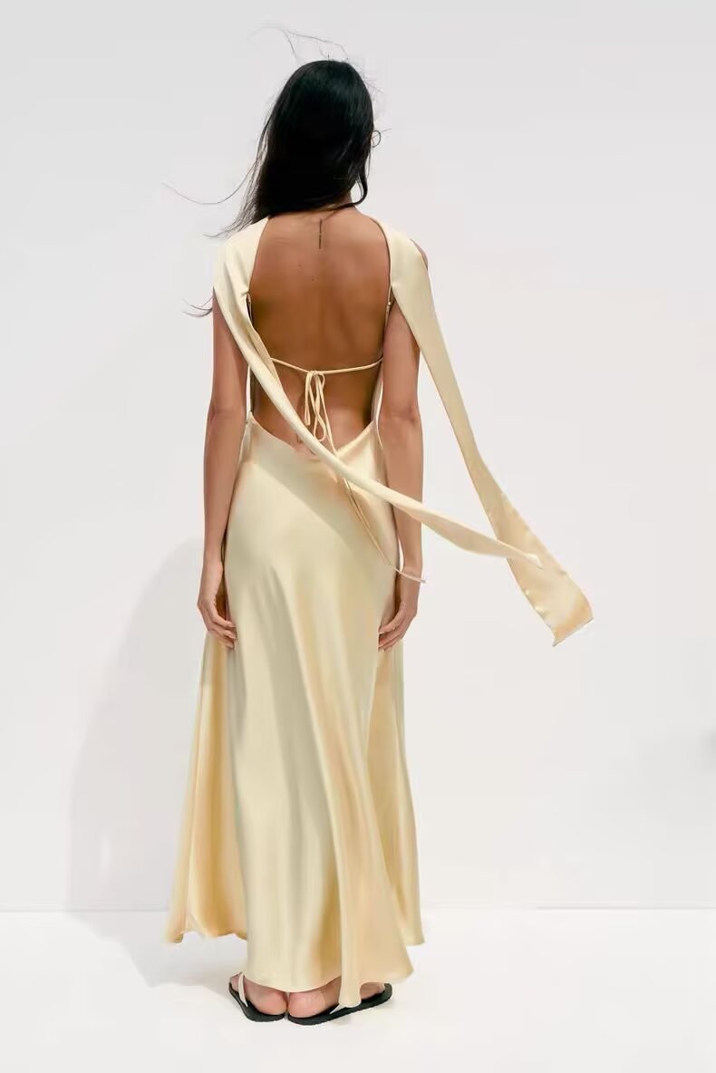 Women's Thin Scarf Silk Satin Texture Dress